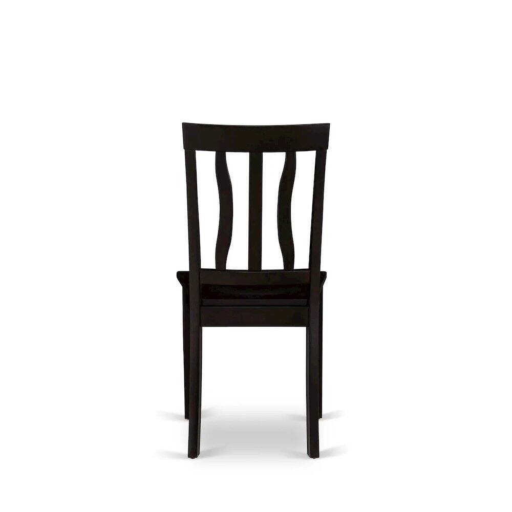 Alt View 1. East West Furniture - Antique Dining Room Chairs - Slat Back Wooden Seat Chairs - Cappuccino.