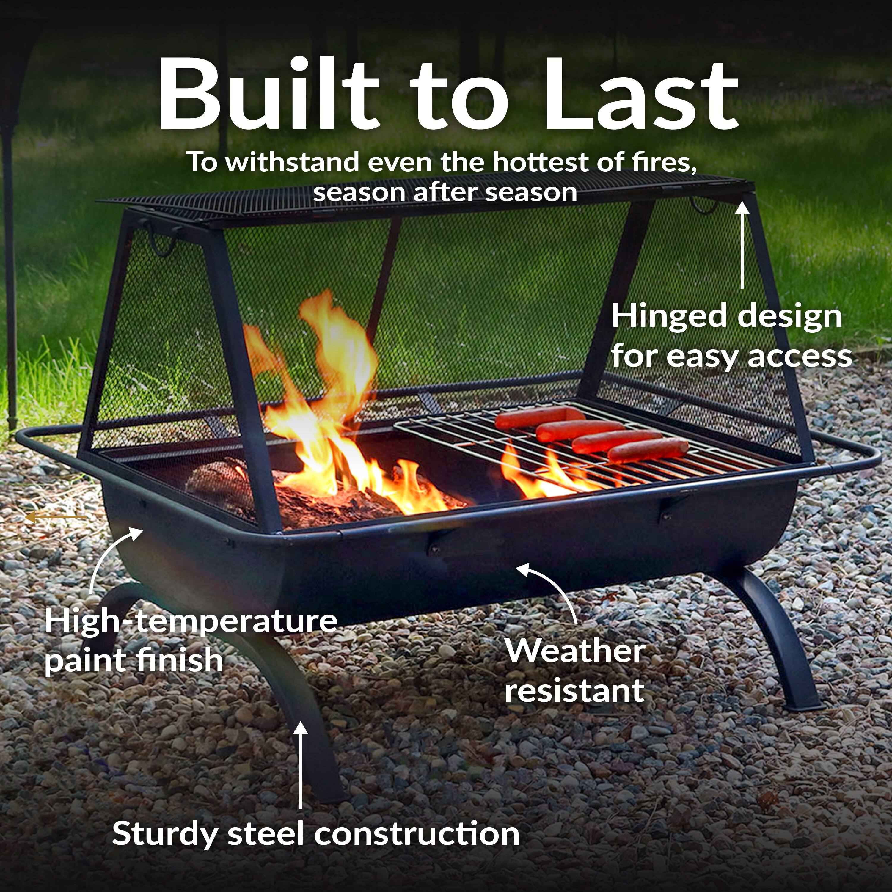 Built to Last  
To withstand even the hottest of fires, season after season  

- Hinged design for easy access  
- High-temperature paint finish  
- Weather resistant  
- Sturdy steel construction