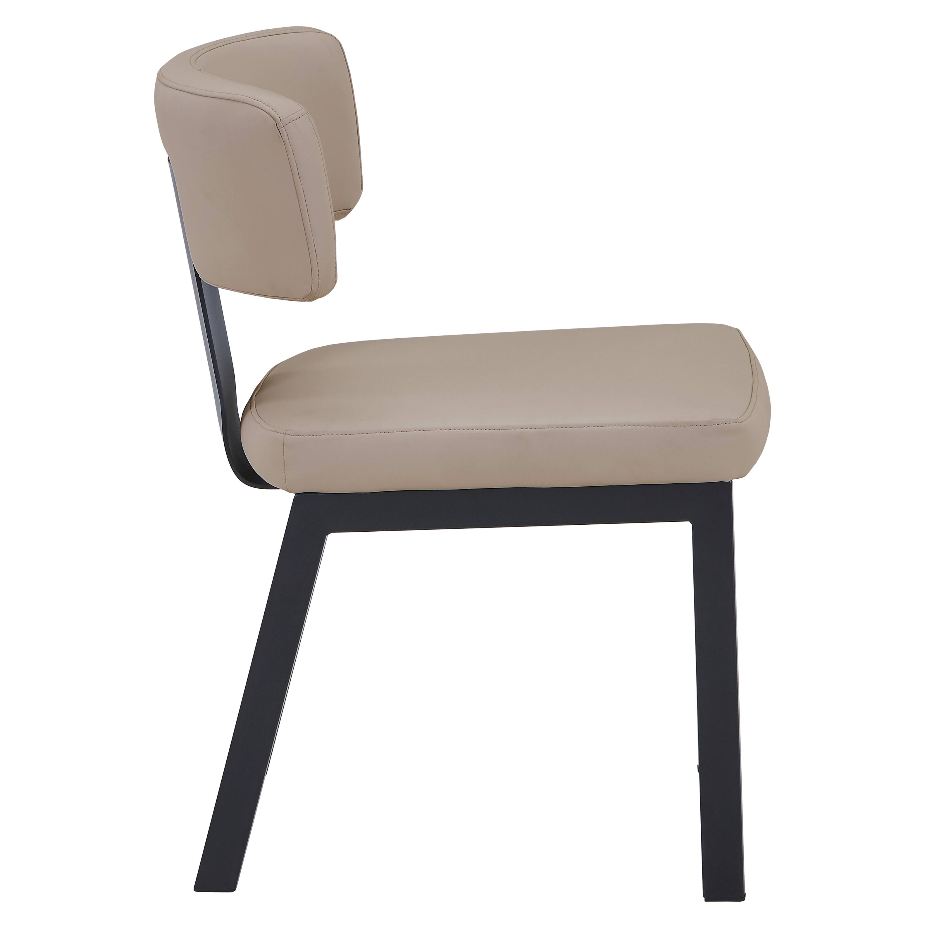 Alt View 3. LeisureMod - Teres Leather Dining Chair, Ergonomic Mid-Century Modern Kitchen Accent Chair, Steel Legs - Light Taupe.