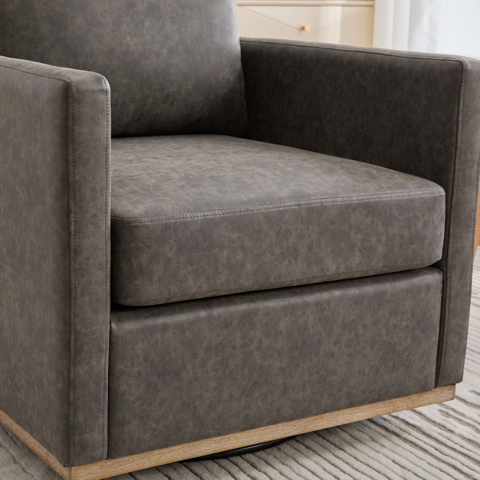 Alt View 7. GOODSILO - Modern Square Swivel Accent Chair with 360-Degree Rotation for Living Room and Bedroom - Gray.