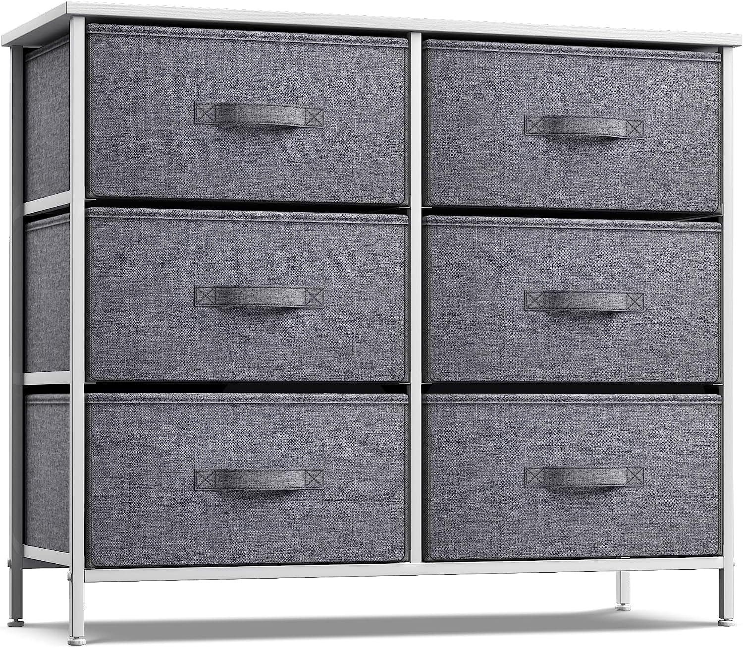 Front. Sorbus - Sorbus Dresser with 6 Drawers, Furniture Storage Tower Unit for Bedroom, Hallway, Closet Wood Top Fabric Drawers Chest - White.