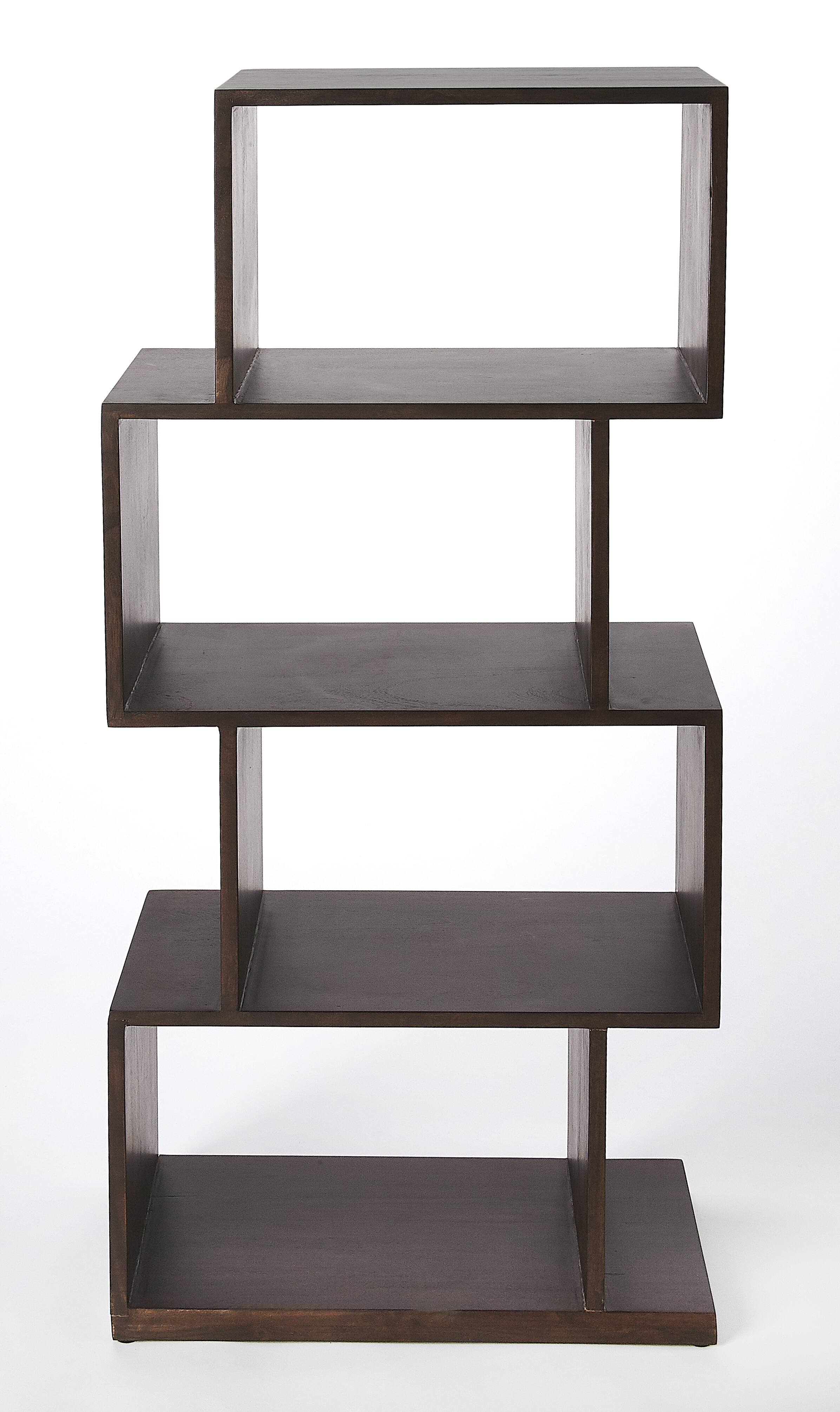 Alt View 2. Butler Specialty - Stockholm 21.5 in. W x 47.5 in. H Abstract Wood 4 Shelf Modern Etagere Bookshelf - Dark Brown.