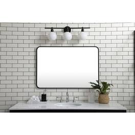 Elegant Decor - Soft corner metal rectangular mirror 27x40 inch - Black