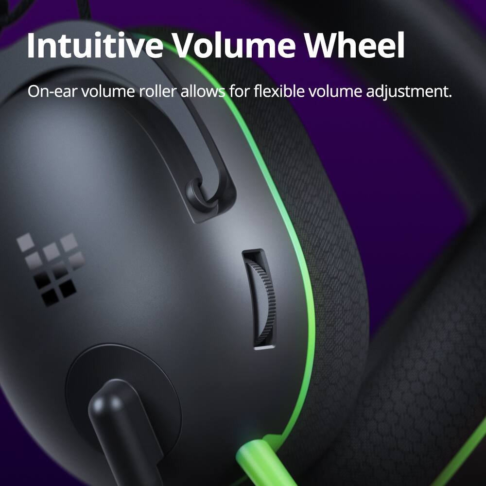 Intuitive Volume Wheel: On-ear volume roller allows for flexible volume adjustment.