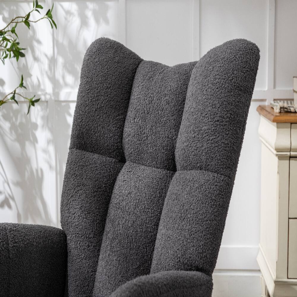 Alt View 10. Loheer - Loheer Grey Teddy Fabric Rocking Chair Nursery Glider Rocker - Grey.