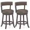 Front. Gymax - Gymax 26'' Counter Height Chairs Set of 2 w/ 360° Swivel Seat Back & Cushioned Seat - Gray.