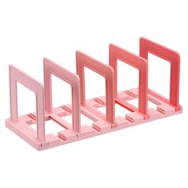Unique Bargains - Desk File Sorter 4 Section Plastic Vertical Dividers Mail Organizer Magazine Holder Rack for Home Office - Pink