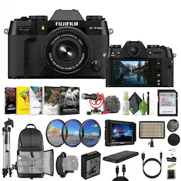 Fujifilm - X-T50 Mirrorless Digital Camera XC15-45mmF3.5-5.6 OIS PZ Bundle - Black