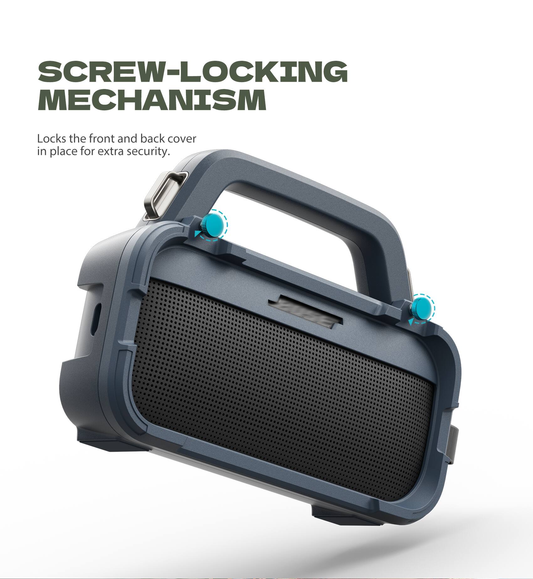 SCREW-LOCKING MECHANISM  
Locks the front and back cover in place for extra security.