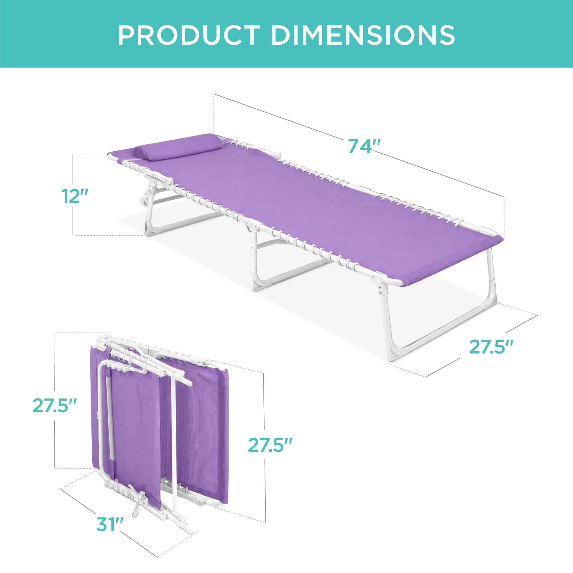 PRODUCT DIMENSIONS

74" x 12" x 27.5" x 27.5" x 27.5" x 31"