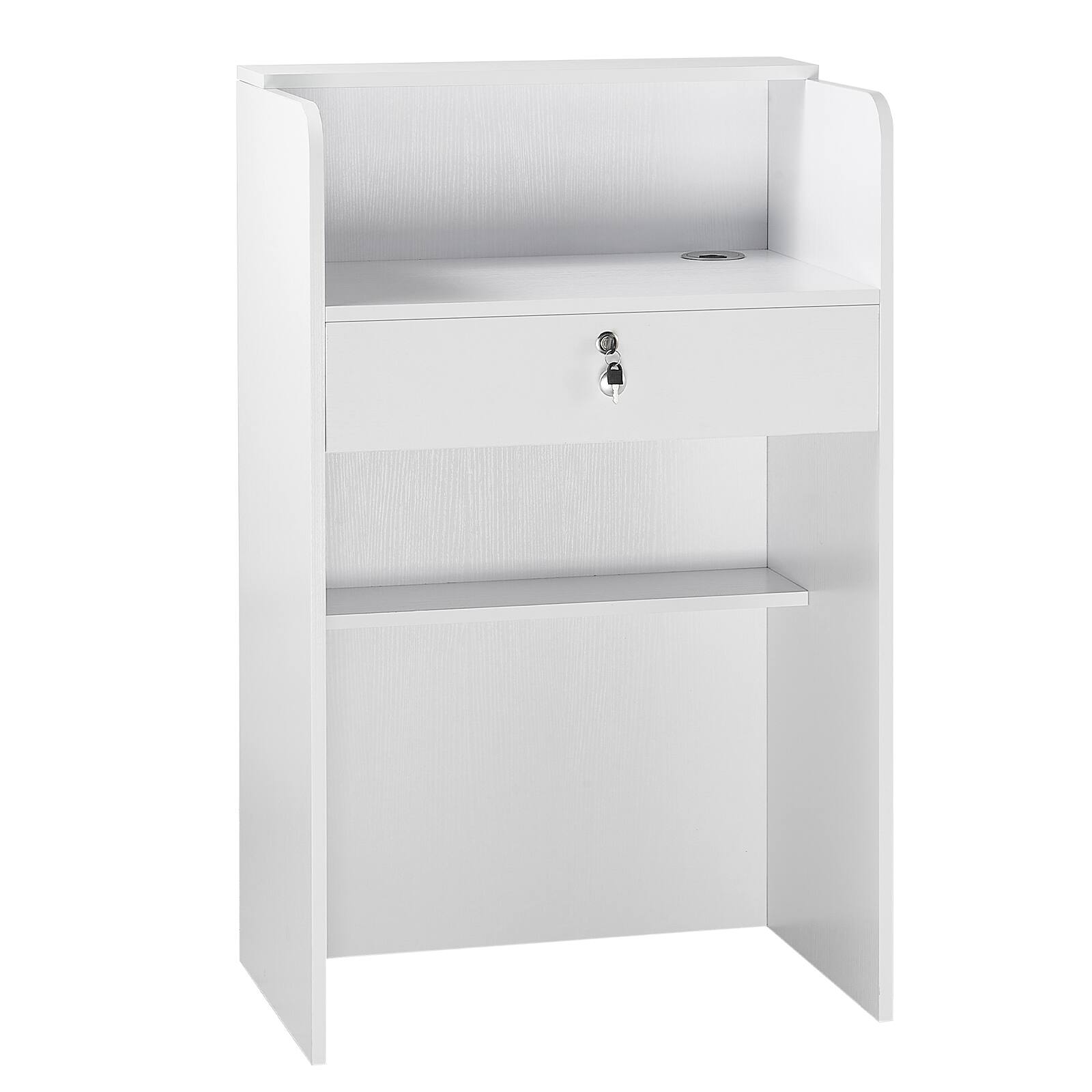 Alt View 5. VEVOR - Reception Desk, 23.6 inch Rectangular Front Counter Table, Modern Office Reception Desk with Drawer, Small Minimalist - White.