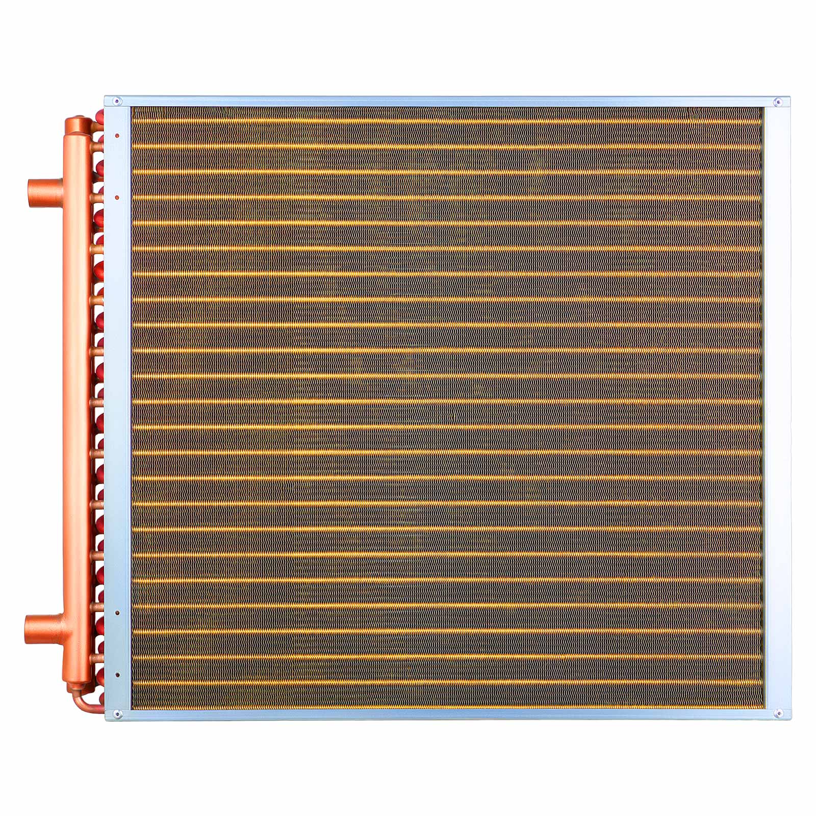 Alt View 5. VEVOR - Water to Air Heat Exchanger, 24 x 24 in Finned Tube HVAC Heat Exchanger Coil with Copper Tubes & Aluminum Fins, 225K BTU - Red-brown;Silver.
