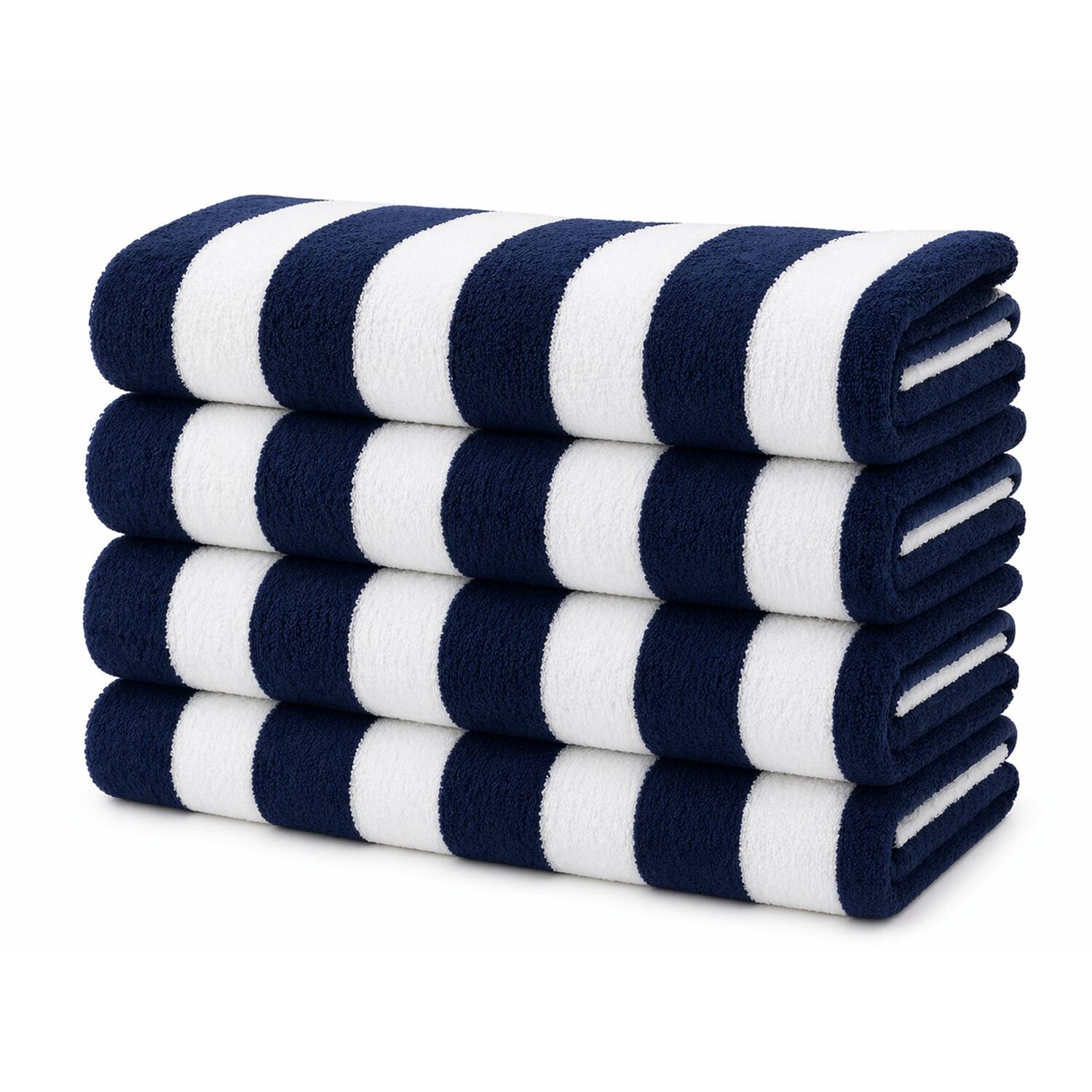 "Plazatex - Terry Cabana 80% Cotton 20% Polyester Oversized 4 Pack Beach Bath Towel 36"" x 66"" - Navy" price history on PriceWatchPro