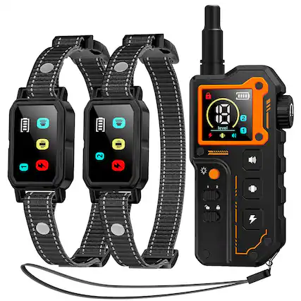 Front. GlowWise - AI Dog Training Collar for 2 Dogs, 3300FT Remote with Beep, Vibration & Safe Shock, IPX7 Waterproof for 10-120Lbs Dogs - Black.