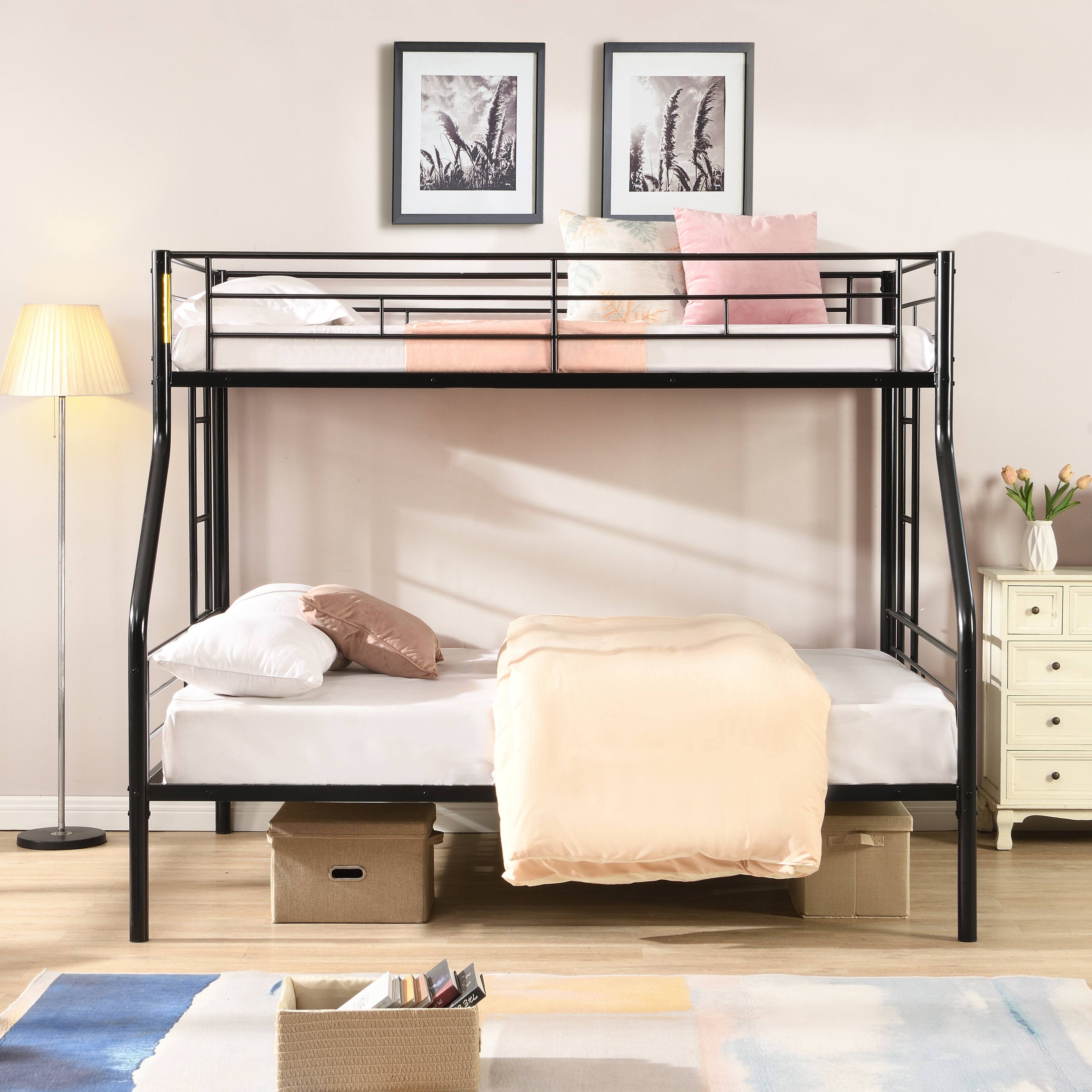 Alt View 2. Boyel Living - Twin Over Full Metal Bunk Bed, Large Under-Bed Storage, No Box Spring Needed, Easy Assembly - Black.