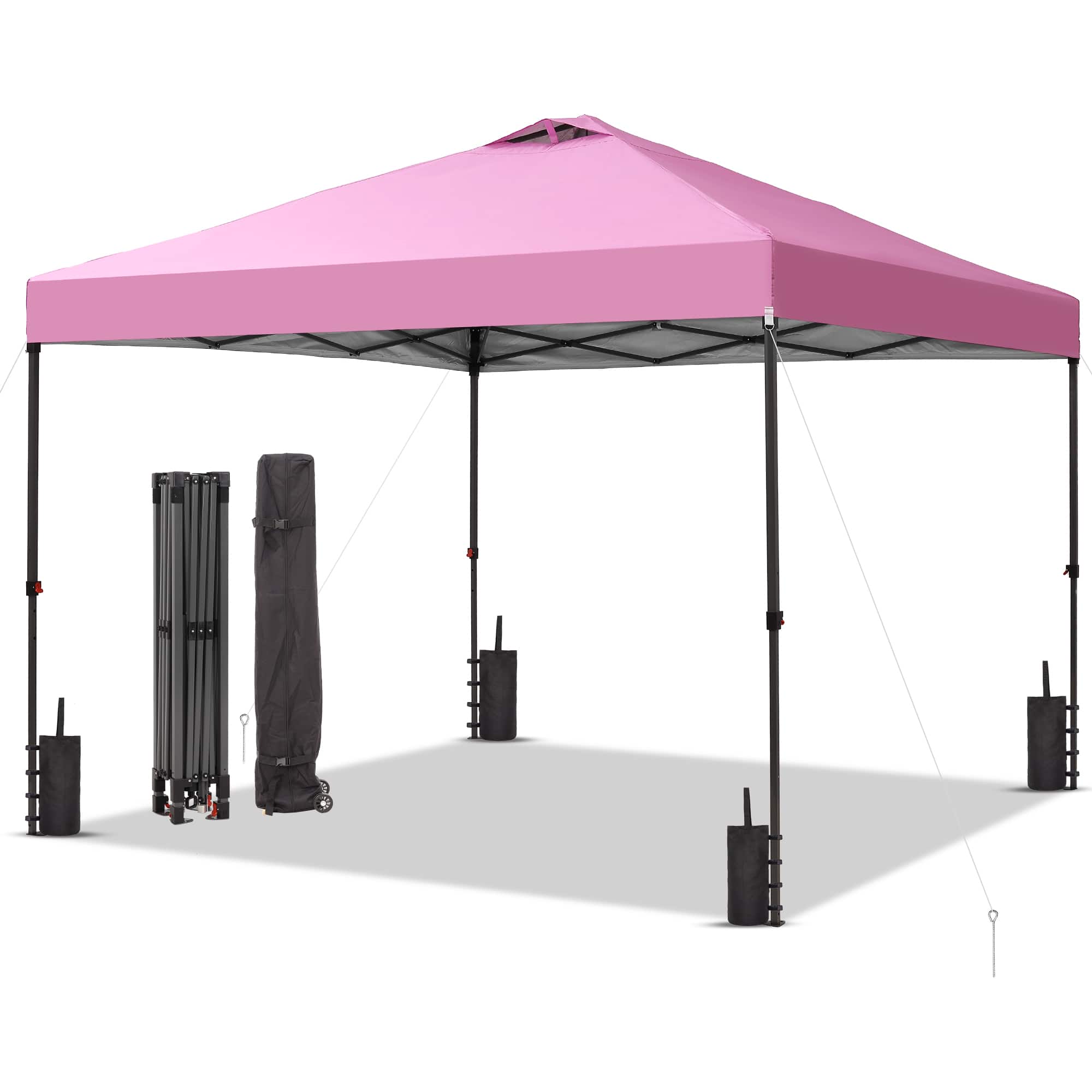 Ainfox - 12x12 Pop Up Canopy Tent,Outdoor Gazebo with Carrying Bag,Easy Up Canopy for Events,Parties,Camping - Pink
