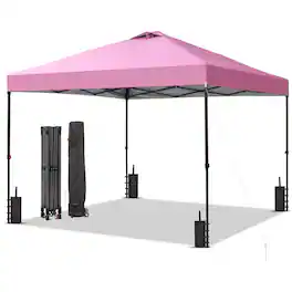 Ainfox - 12x12 Pop Up Canopy Tent,Outdoor Gazebo with Carrying Bag,Easy Up Canopy for Events,Parties,Camping - Pink
