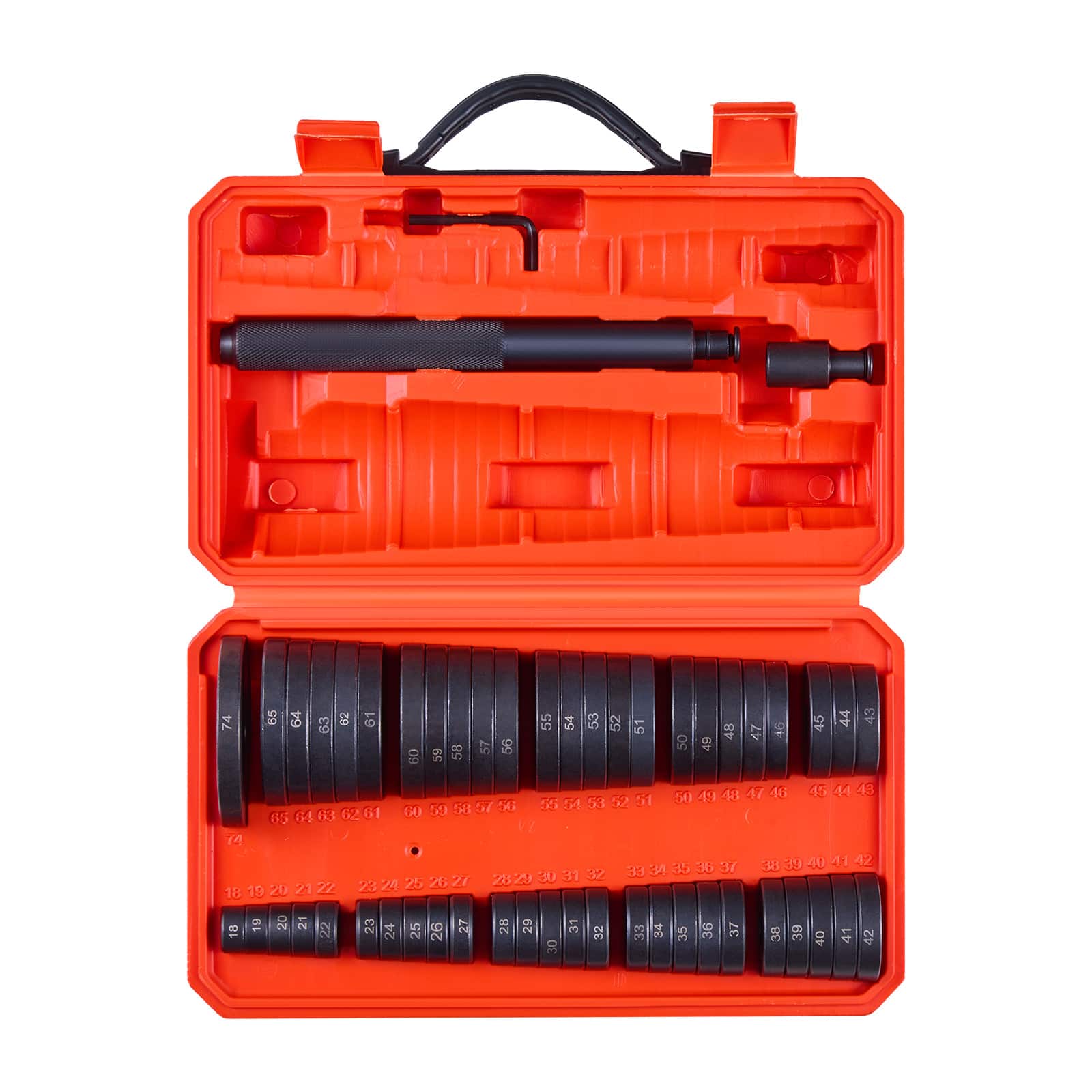 VEVOR - Bearing Press Kit, 52 Pcs, Bearing Race and Seal Driver Set with 49 Bushings and Handle Shaft, Bushing Driver Tool Set - Orange price history on PriceWatchPro