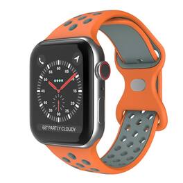 StrapsCo - ColorBlock Active Strap Silicone Rubber Watch Band For Apple Watch - 40mm/41mm/42mm (Short-Medium) - Orange & Grey
