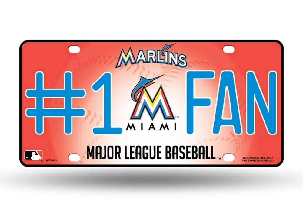 Miami Marlins #1 Fan Metal Auto License Tag Car Truck Wall