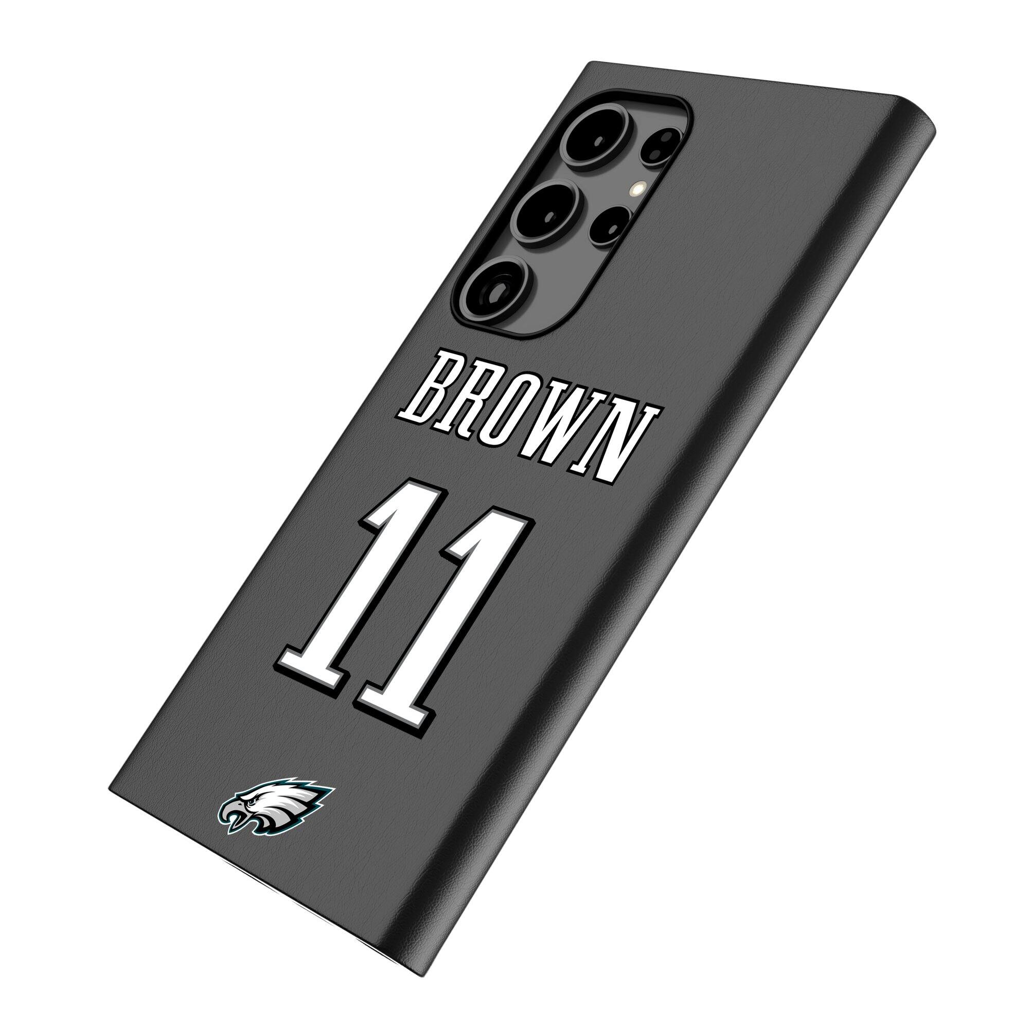 Alt View 1. Keyscaper - A.J. Brown Black Philadelphia Eagles Galaxy Magnetic Bump Case - S25 Ultra - Black.