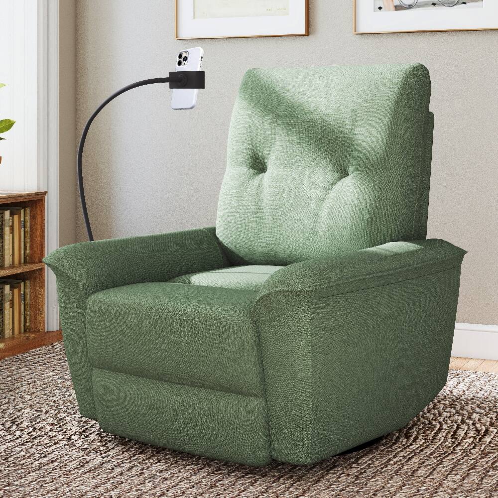Alt View 9. Loheer - Loheer Power Swivel Rocker Recliner Electric Glider Reclining Sofa with USB Ports Phone Holder Dark Green Nursery Chair - Dark Green.