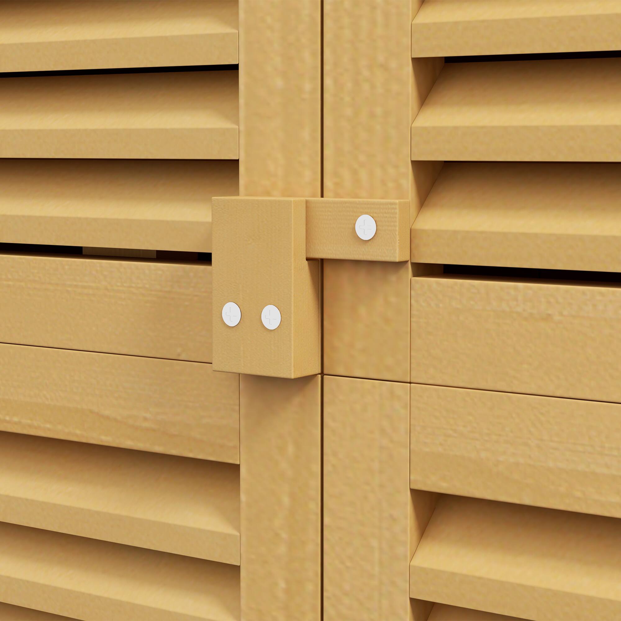 Alt View 7. Outsunny - 5' x 3' Wooden Outdoor Storage Cabinet, Garden Sheds & Outdoor Storage with Asphalt Roof & 2 Large Wood Doors with Lock - Yellow.