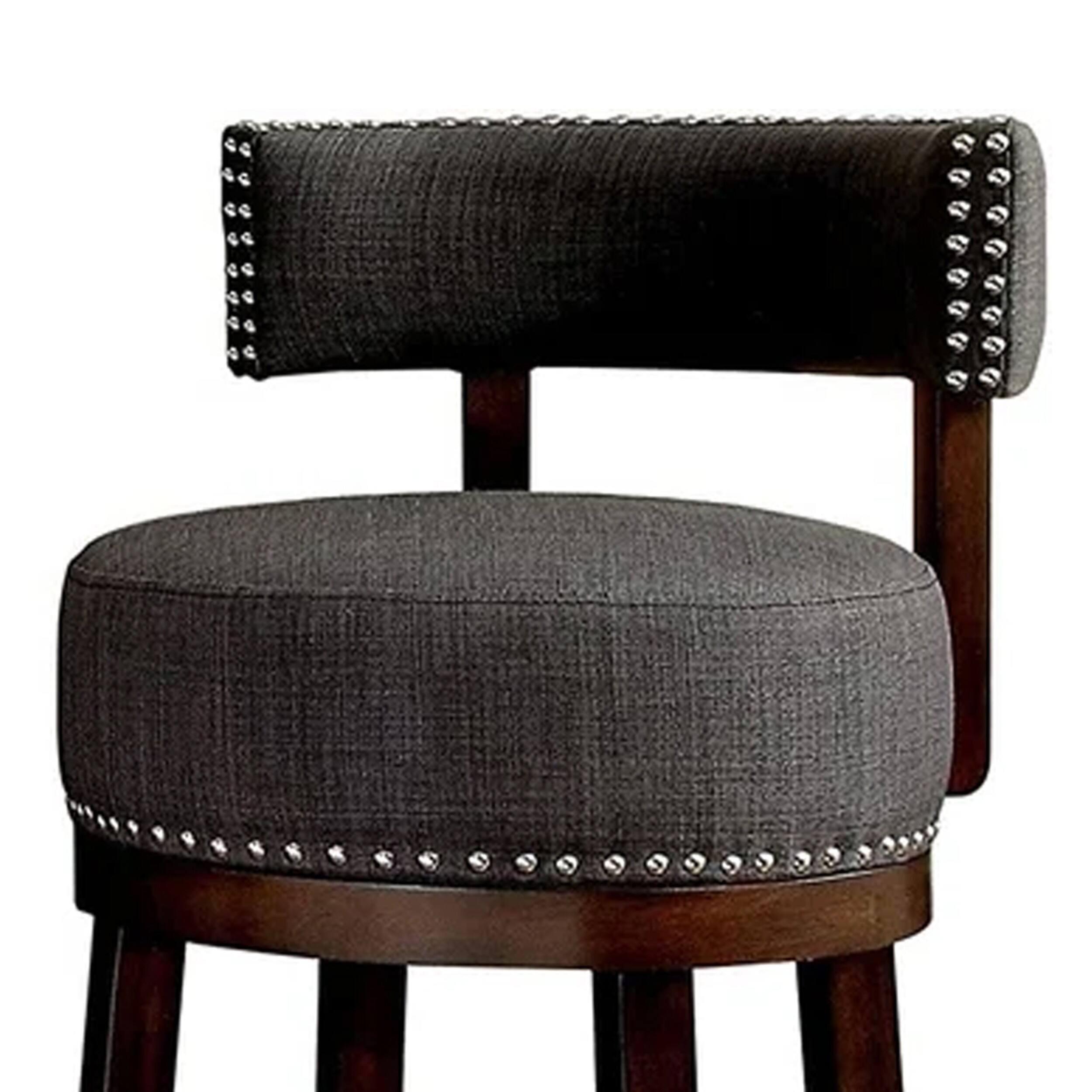 Left. Manhattan Lane - Lynsey Contemporary 24"Barstool With linen Cushion, Set of 2 - Dark Oak, Gray.