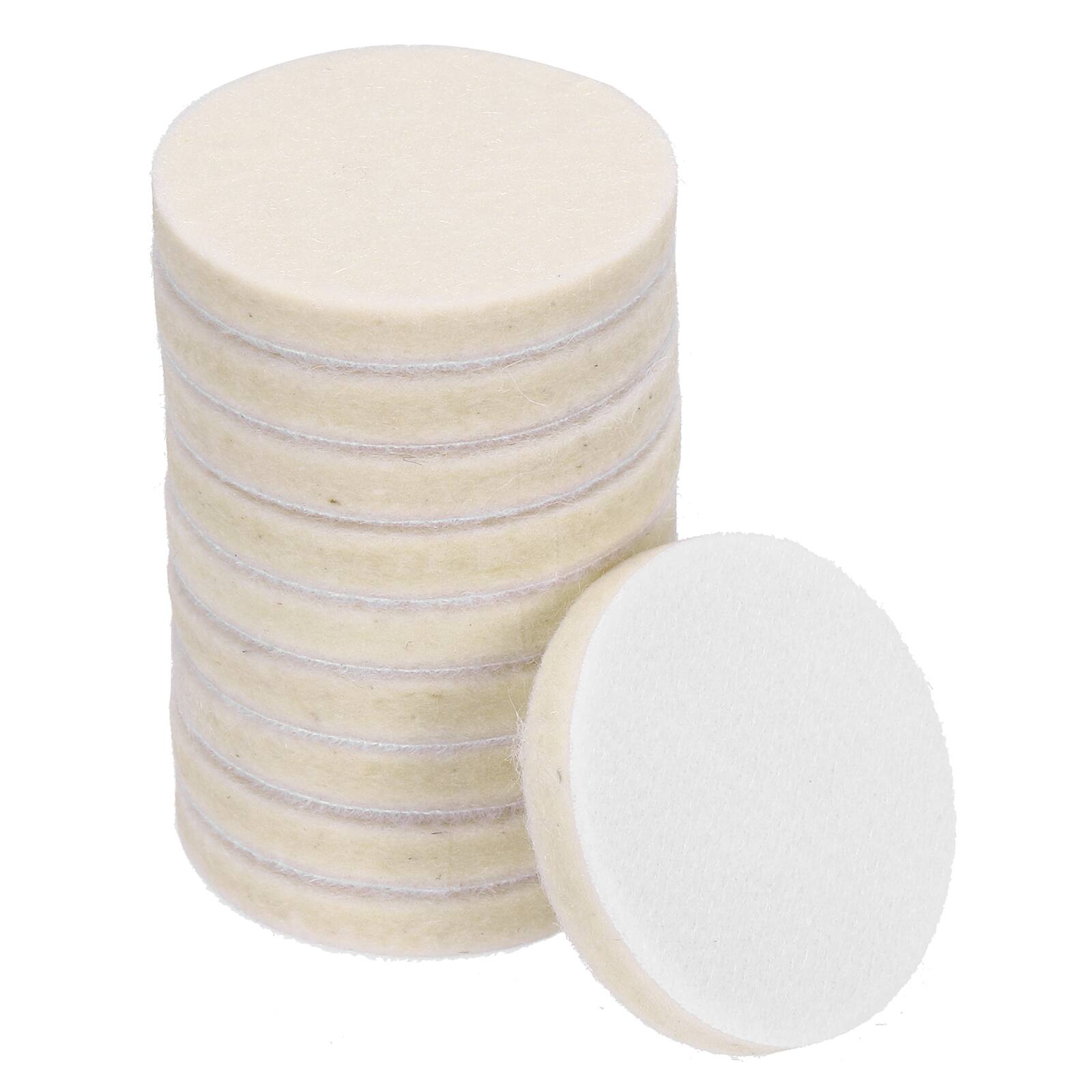 Front. Unique Bargains - 10pcs Wool Felt Polishing Pads, 2 Inch Buffing Wheel Polish Pad Hook & Loop for Car Glass Plastic Metal Stone - white.