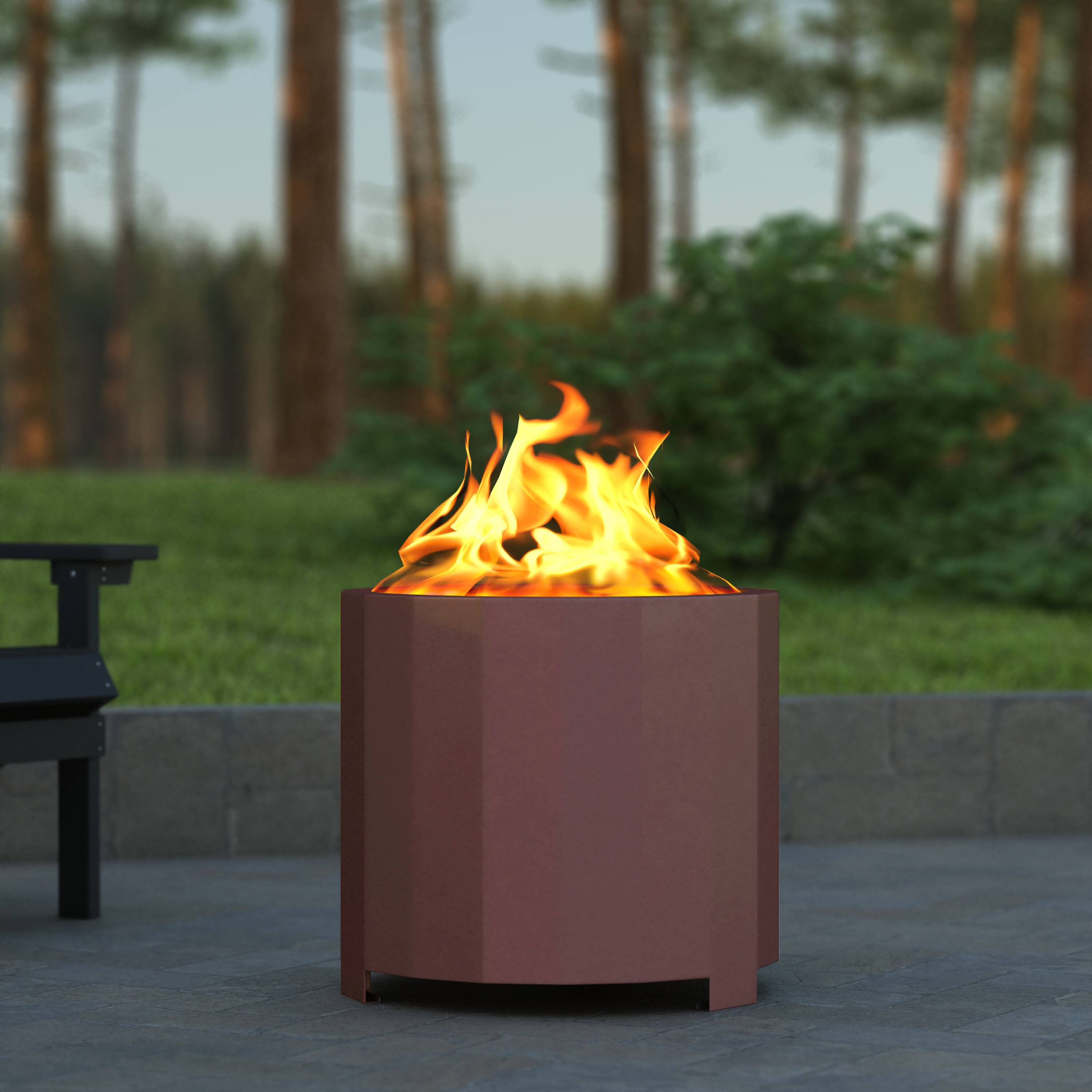 Alt View 5. Emma + Oliver - Hestia Steel Portable Smokeless Wood Burning Firepit with Waterproof Cover for Outdoor Use - Bronze.