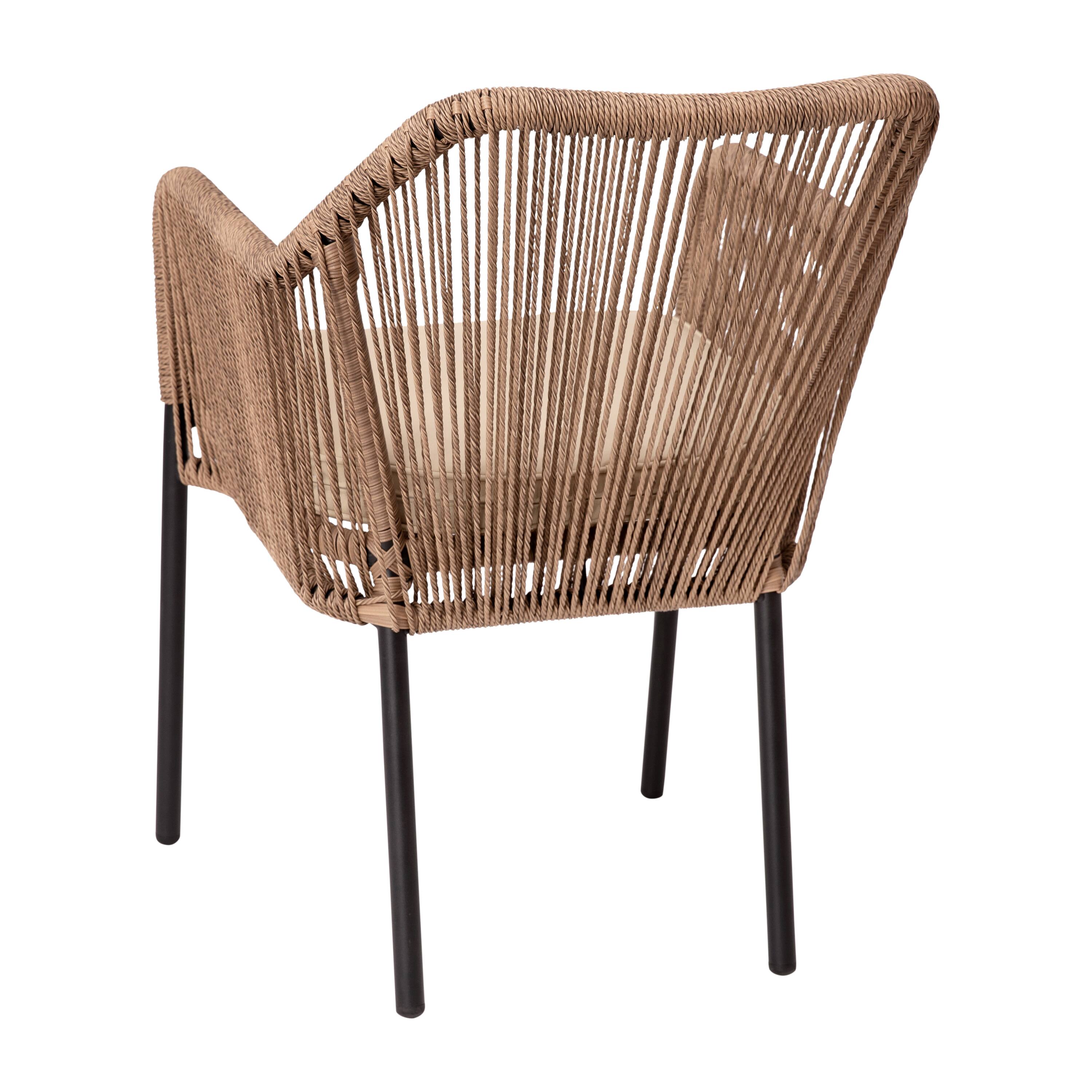 Alt View 6. Emma + Oliver - Talmadge Woven All-Weather Outdoor Two-Piece Club Chair Set with Coordinating Cushions for Porch, Backyard and Patio - Ivory Cushion/Natural Frame.
