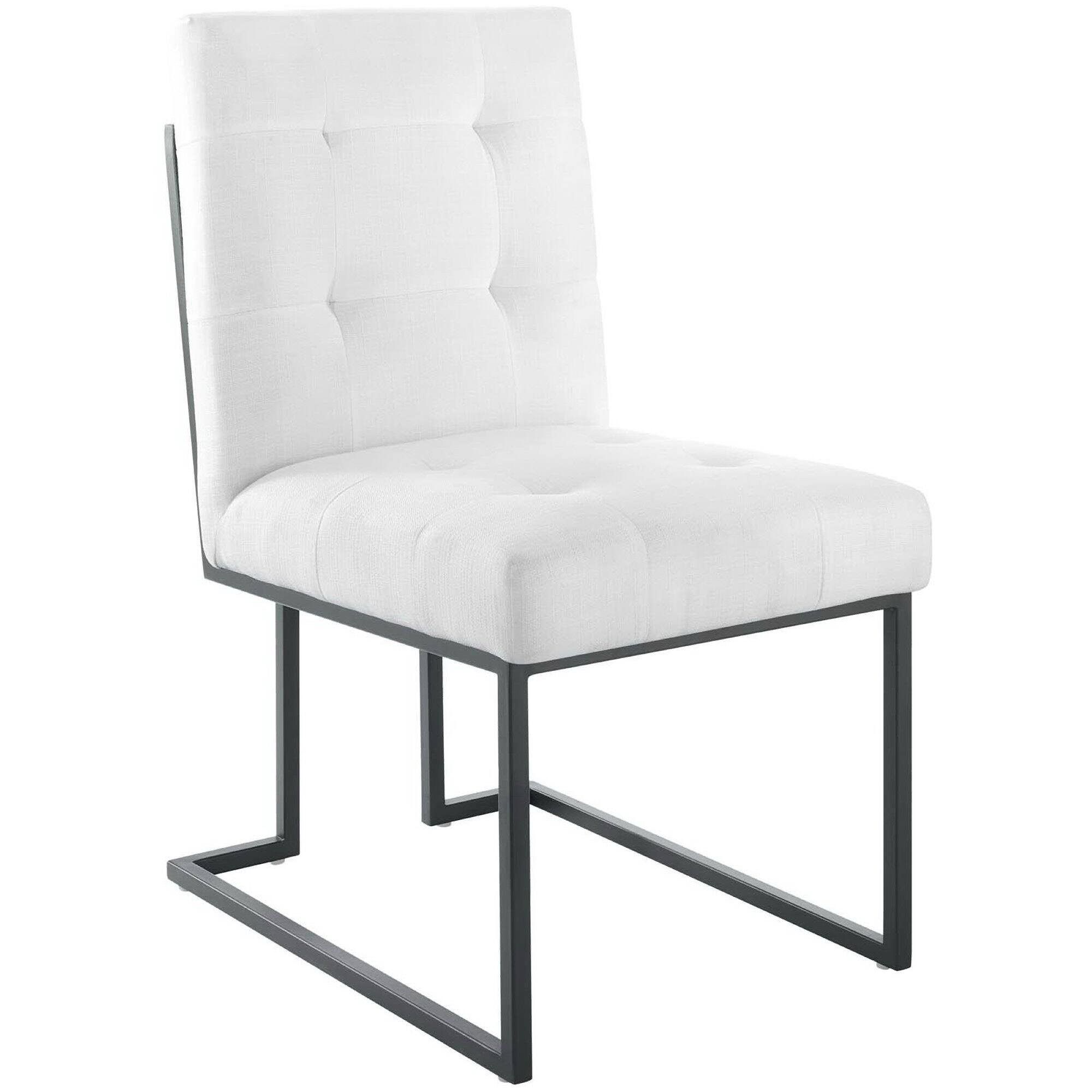Angle. Modway - Privy Black Stainless Steel Upholstered Fabric Dining Chair by Modway - Black White.