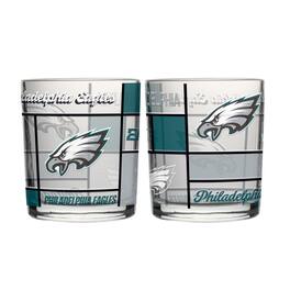 Logo Brands - Philadelphia Eagles 12oz. Quilted Stained Two-Pack Rocks Glass Set - Multicolor