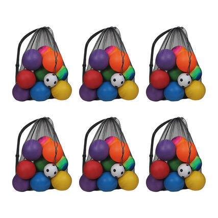 Front. GSE Games & Sports Expert - 30" x 40" Extra-Large Mesh Sports Ball Drawstring Bag with Adjustable Shoulder Strap(Black,6-Pack) - black.