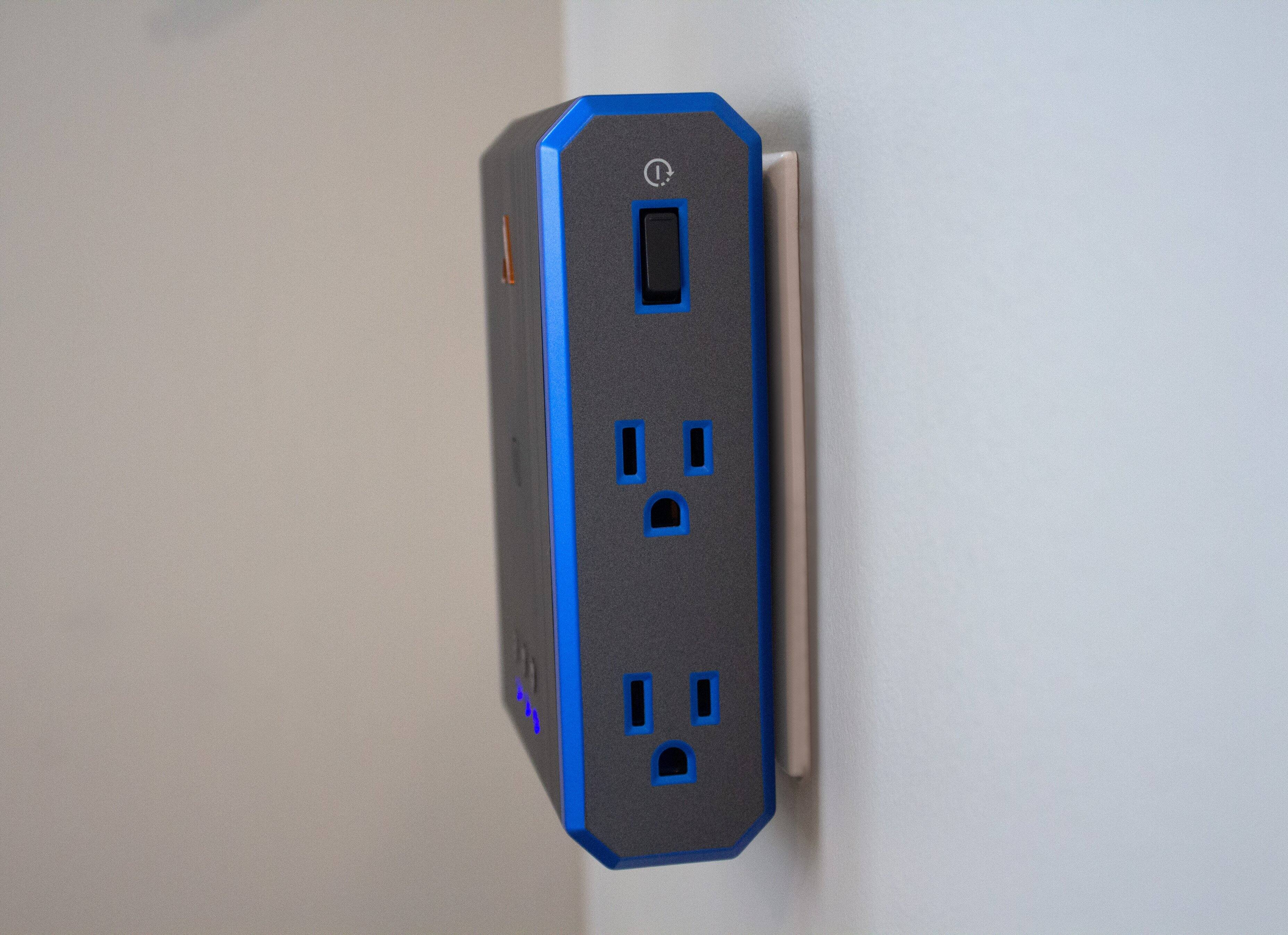 Alt View 16. Austere - V Series Power 4-Outlet/3-USB Wall Tap 3,000 Joules Surge Protector - Black and Blue.