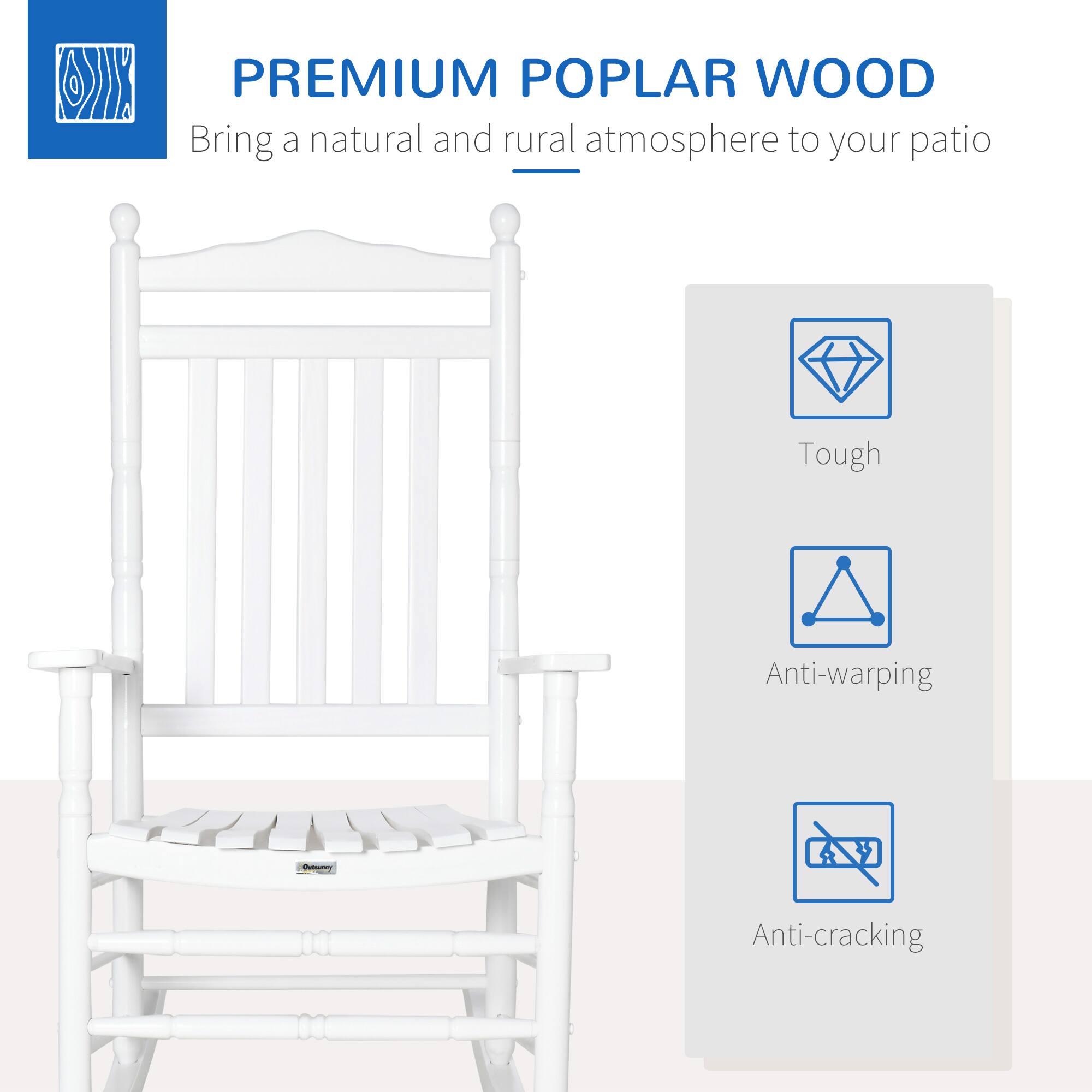 PREMIUM POPLAR WOOD, Bring a natural and rural atmosphere to your patio, Tough, Anti-warping, Anti-cracking