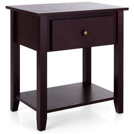 Costway - Nightstand Beside Table Chest Sofa Table End Table Accent Table Espresso - Brown