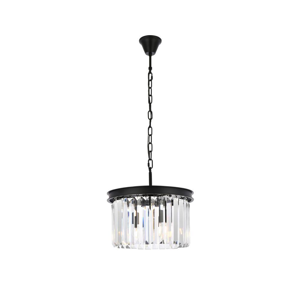Left. Urban Classic - Sydney 3 light Matte Black Pendant Clear Royal Cut Crystal - Matte Black.