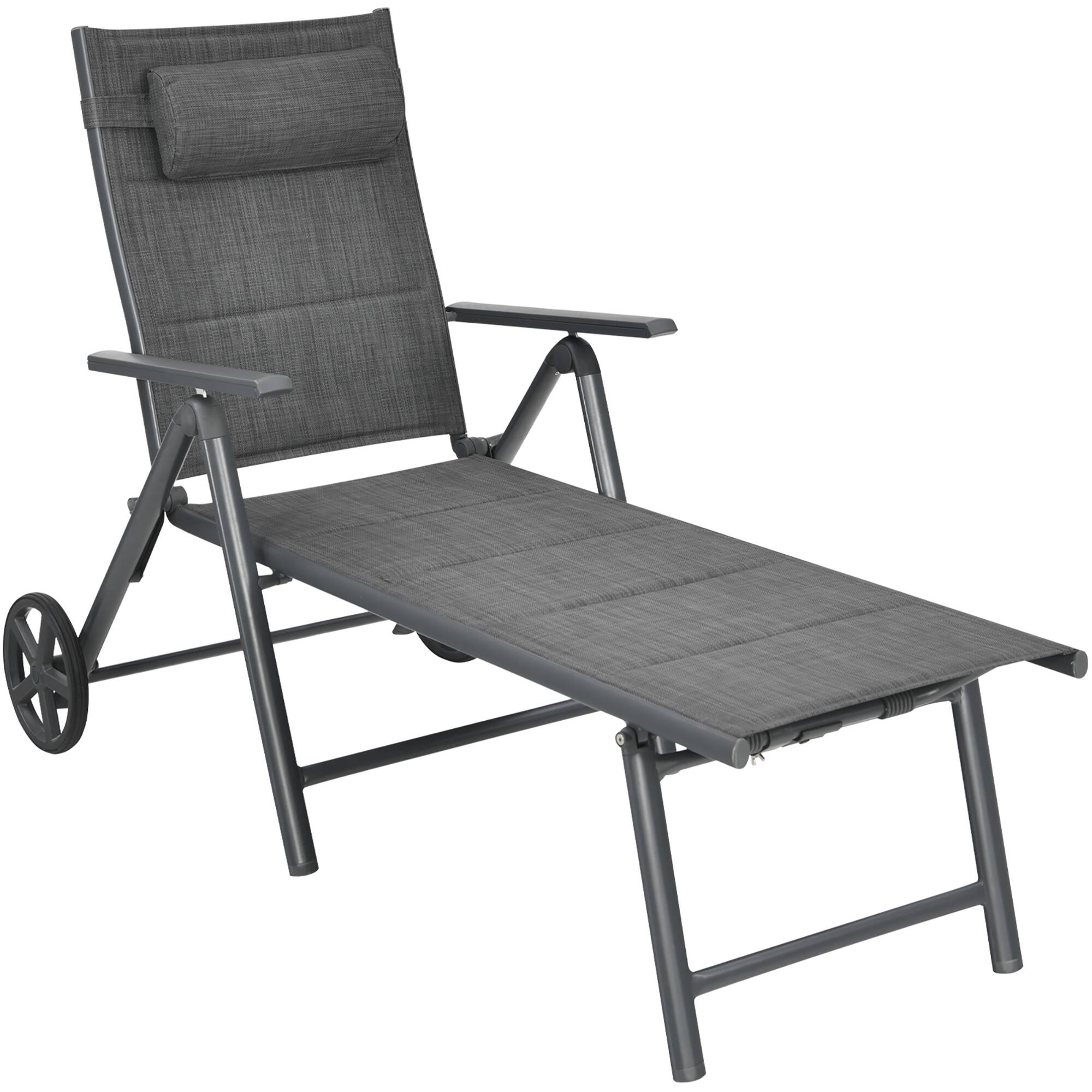 Alt View 7. Costway - Costway  Patio Reclining Chaise Lounge Padded Chair Aluminum Adjust Neck Pillow - Gray.