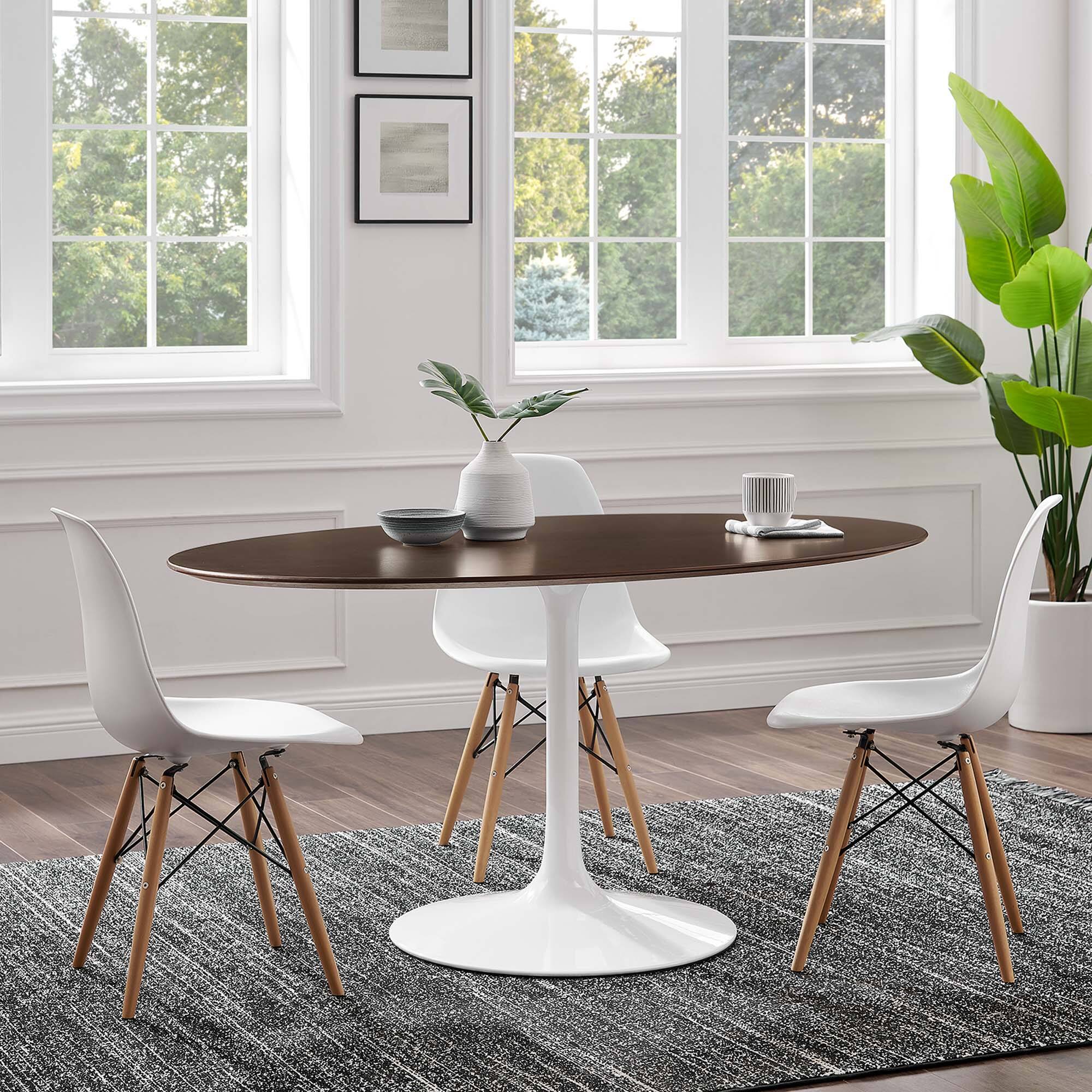 Alt View 2. Modway - Lippa 60" Oval Cherry Walnut Wood Dining Table - Brown.