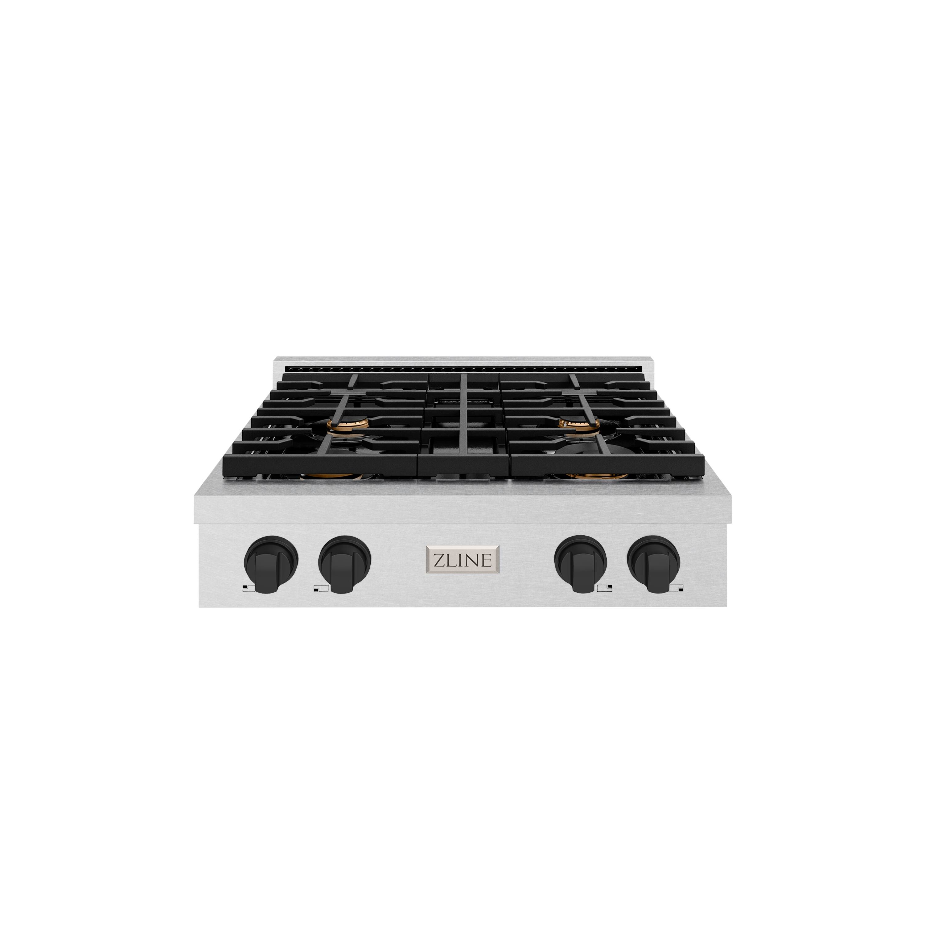 ZLINE - 30 in. Autograph Paramount Gas Rangetop with Black Accents (SRTSZ-30-MB) - Stainless Steel