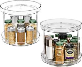 Sorbus - 9 Inch 2 Tier Clear Lazy Susan Organizer, Turntable Organizer for Spice Organization for Cabinet, Lazy Susan
