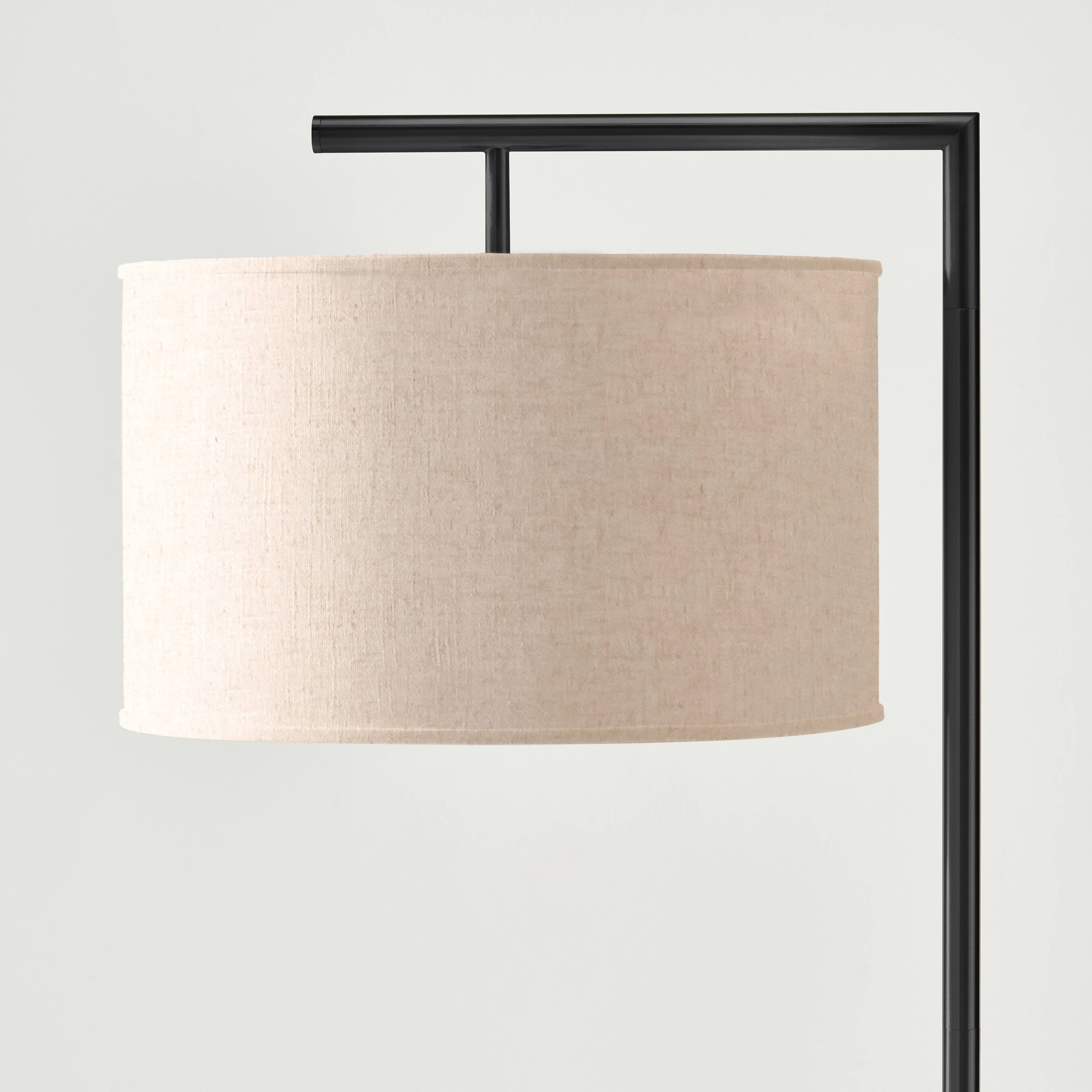 Back. Brightech - Montage Modern LED Midcentury Modern Arc Super Bright Floor Lamp with Beige Fabric Drum Shade - Classic Matte Black.