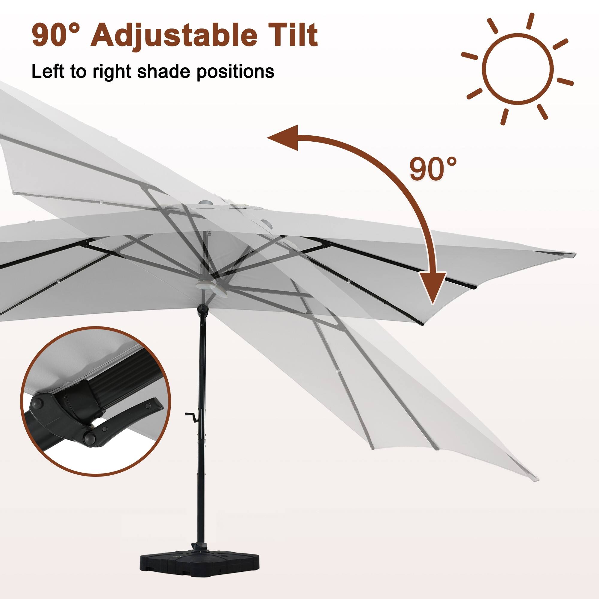 90° Adjustable Tilt  
Left to right shade positions