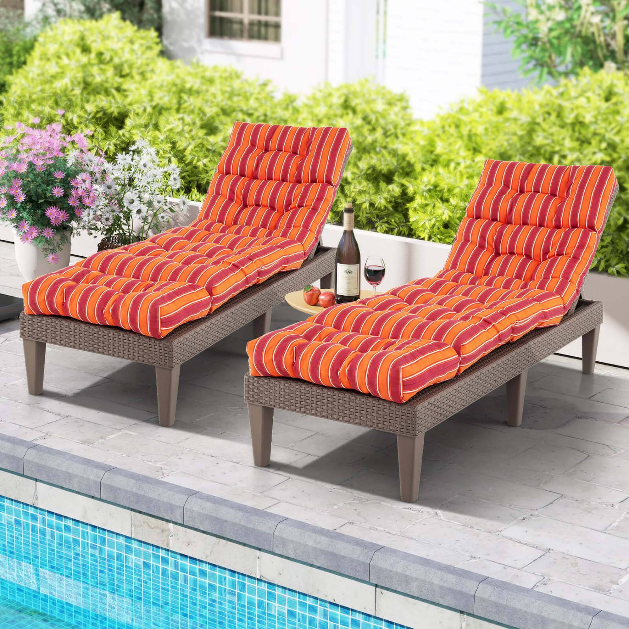 Alt View 4. Costway - Costway 73" Lounge Chaise Cushion Padded Recliner Cushion Indoor Outdoor - Dark Orange.