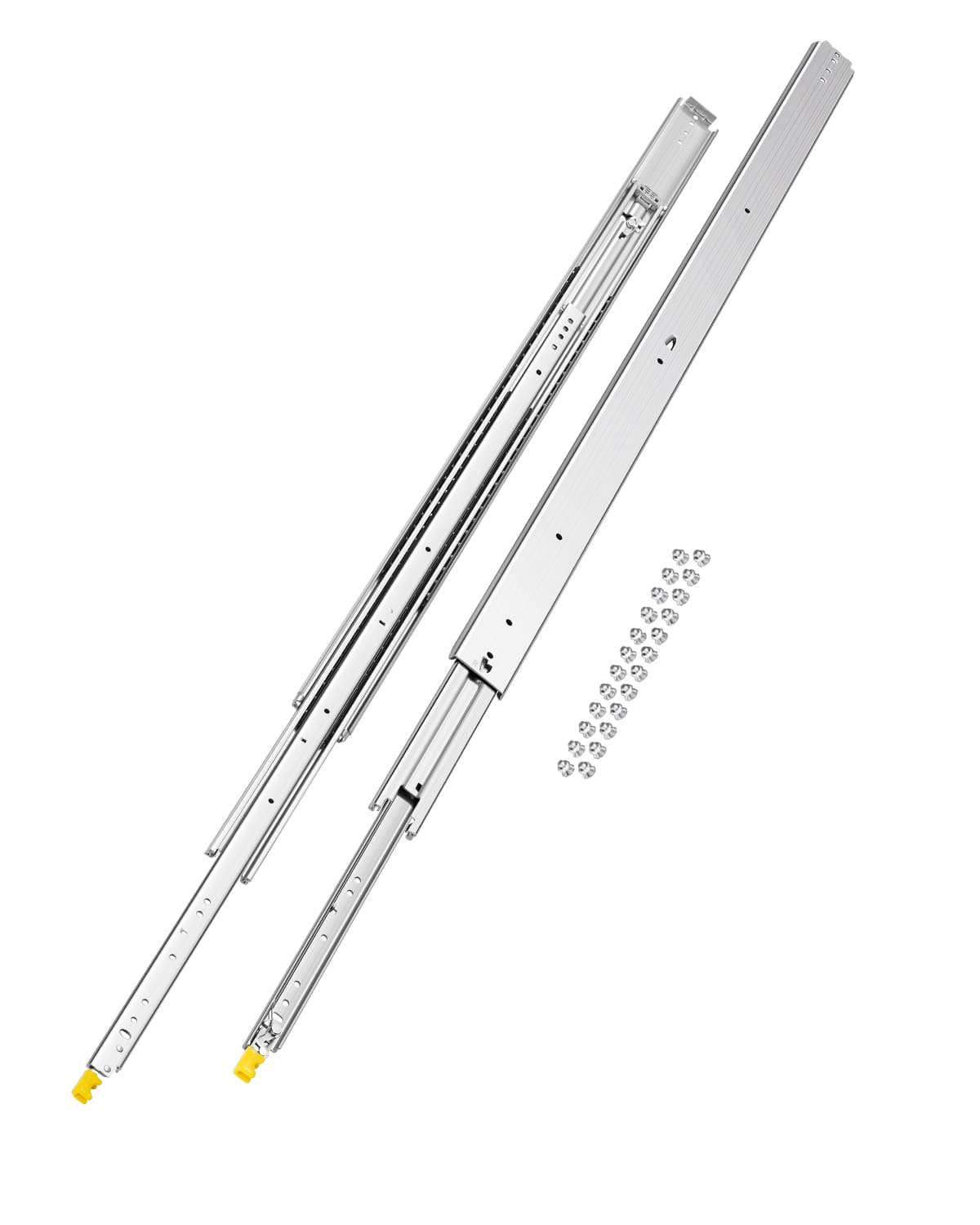 VEVOR - 1 Pair Full Extension Drawer Slides 18 20 22 28 30 32 36 38 40 44 48 52 56 60 in, 500 lbs Load Capacity Locking Drawer - Silver