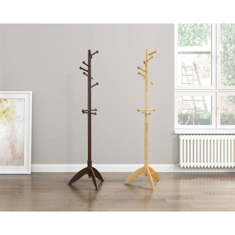 Alt View 1. ALEXOUN - Solid Wood Coat Rack - 11 Hooks Entryway Stand, Freestanding Hanger for Home & Office, Modern Furniture, 1pc - Natural.
