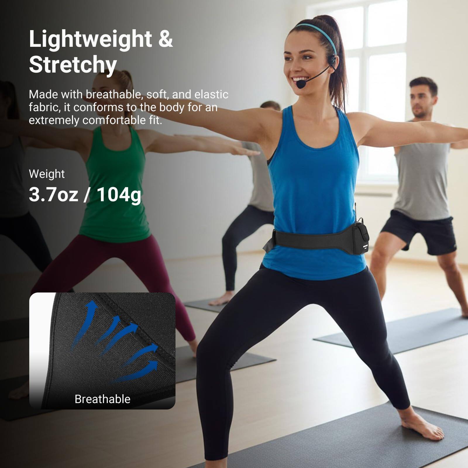 Lightweight & Stretchy  
Made with breathable, soft, and elastic fabric, it conforms to the body for an extremely comfortable fit.  
Weight 3.7oz / 104g  
Breathable