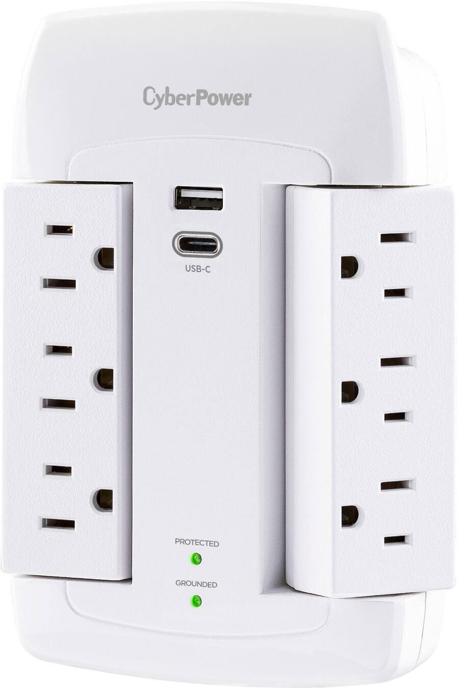 CyberPower 6 Outlet/1 USB A/1 USB C 1500 Joules Wall Surge Protector ...