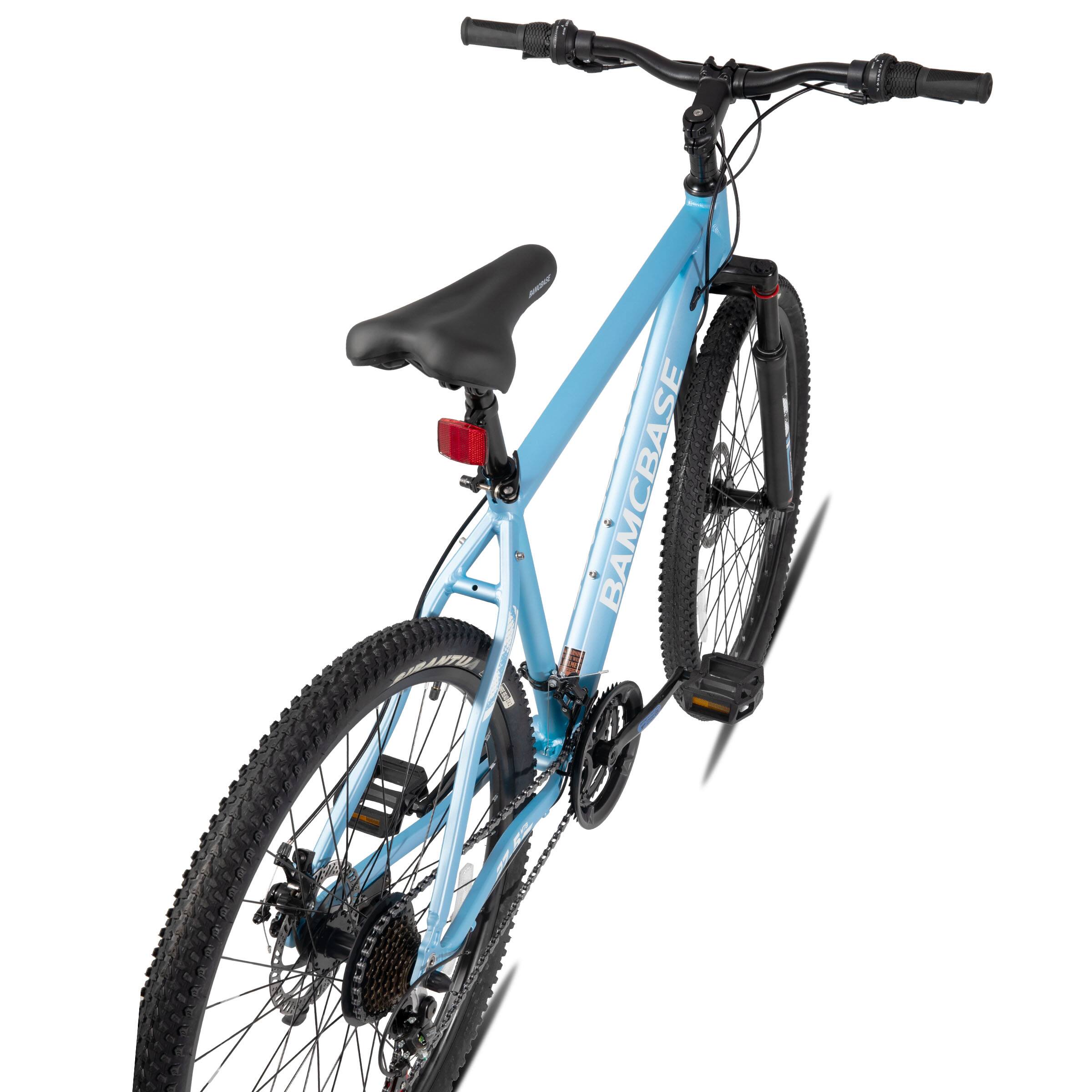Left. HILAND - BAMCBASE Mountain Bike 26 inch, 21-Speed Aluminum Alloy MTB with Suspension Fork, Bicycle for Men Women Adults, Blue - blue.